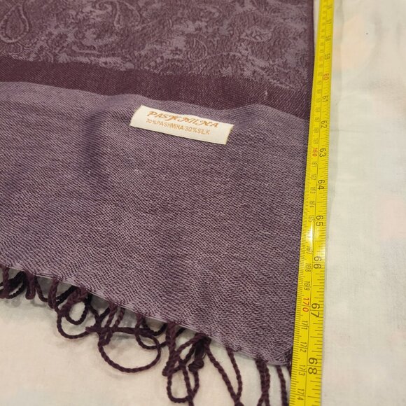 NWOT Pashmina Silk Scarf Wine Burgundy Wrap - Picture 5 of 6